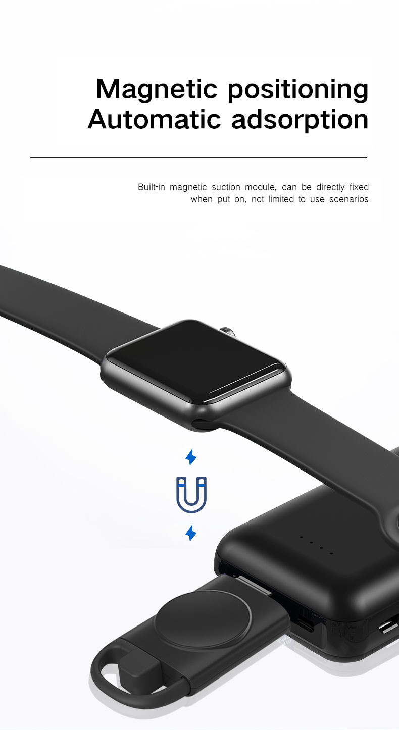 Lightweight White Apple Watch Wireless Magnetic Charger 5V Input Voltage