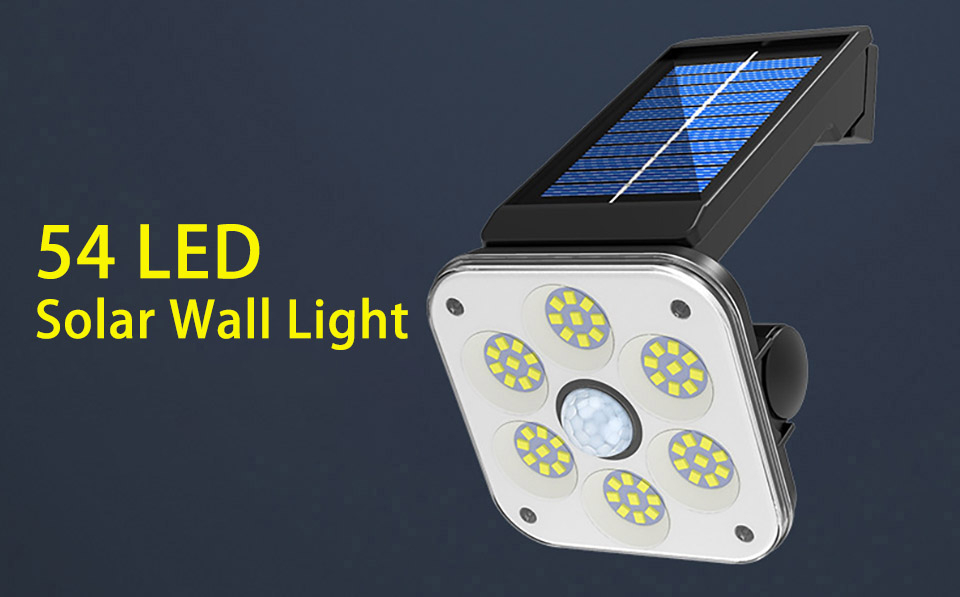 Solar Motion Sensor Wall Light, 54LED Led Solar Light Outdoors Waterproof Solar Power Garden Light