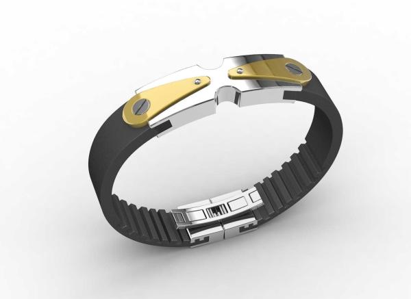 Top Quality Europe Fashion Stainless Steel Genuine Leather Silicone Bangle