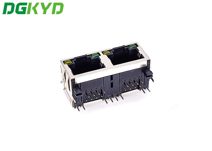 180 Degree TAB UP RJ45 Multiple Port Connectors With PA66 Housing