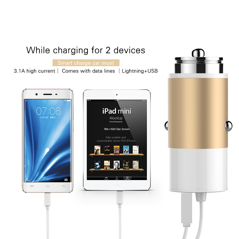 5V 3.1A Dual USB Car Charger for iphone charger For ipad 2 3 4 5 For Samsung Galay S4 S5 note USB car charger