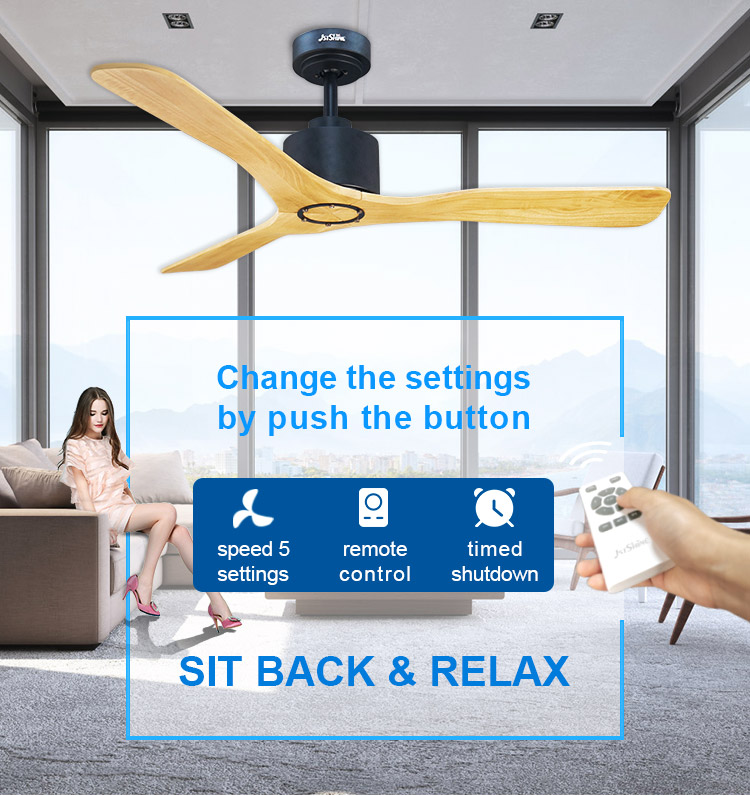 52 Inch 5 Speed Ceiling Fan with Remote Control and Solid Wood Blades NO Private Mold