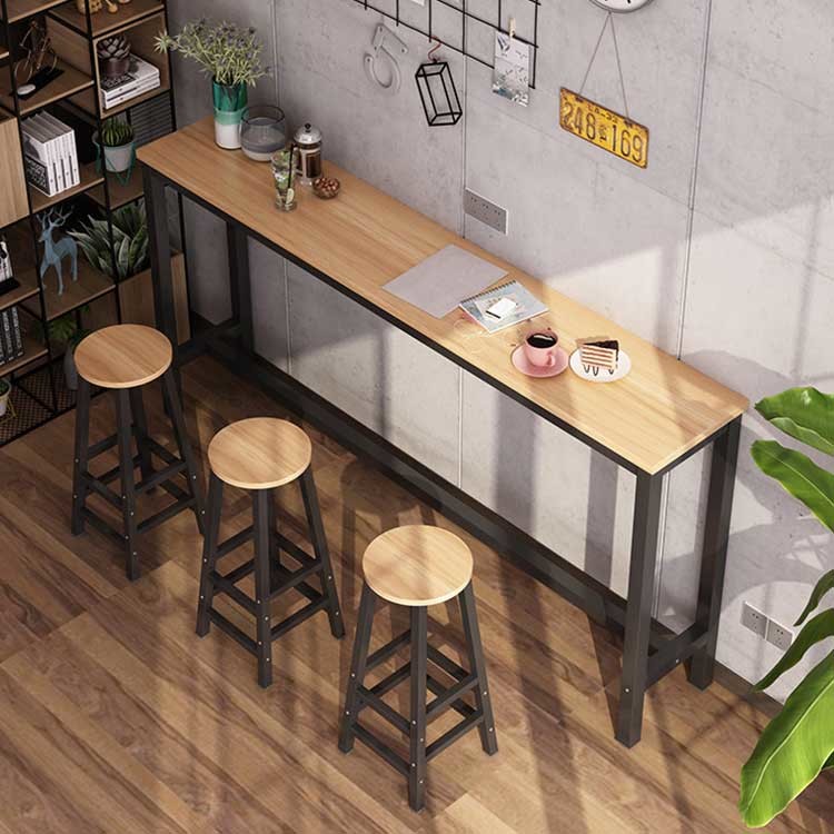 Vintage Brown High Chair Bar Table 1.6m Tall Stool Table For Coffee Shop