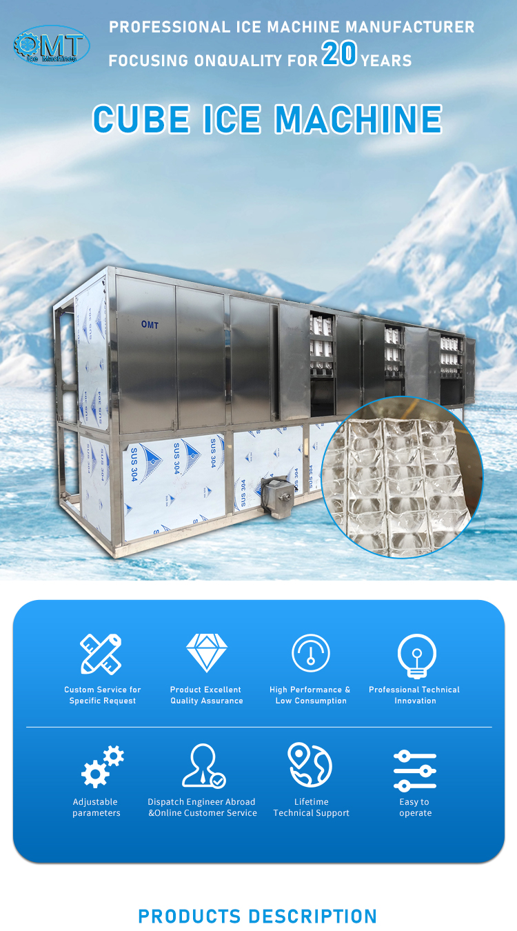 Stainless Steel Large Cube Ice Machine Industrial 8 Ton Giant Ice Cube Maker