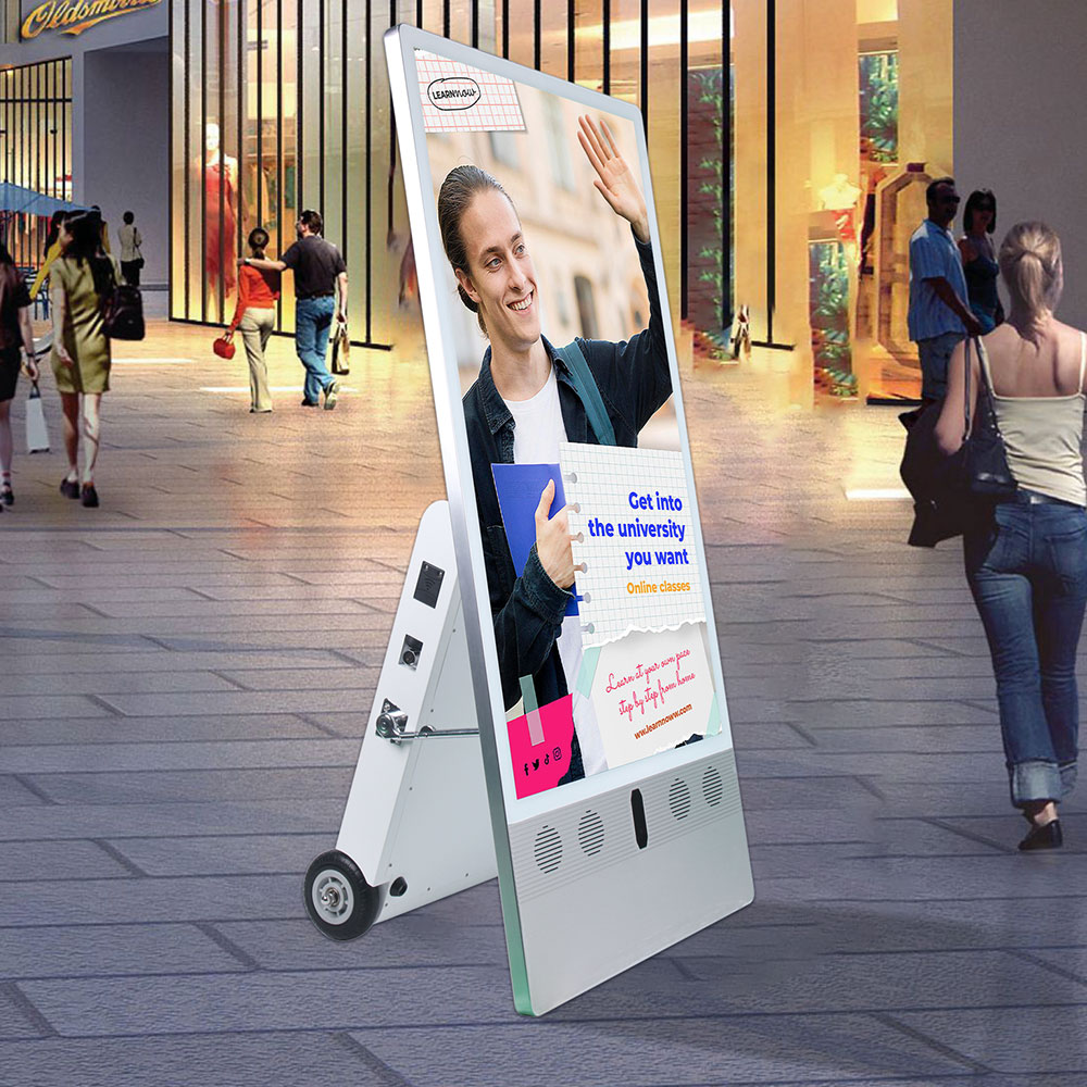 VETO 43 Inch LCD Portable Advertising Kiosks Waterproof Outdoor Battery Digital Signage Poster