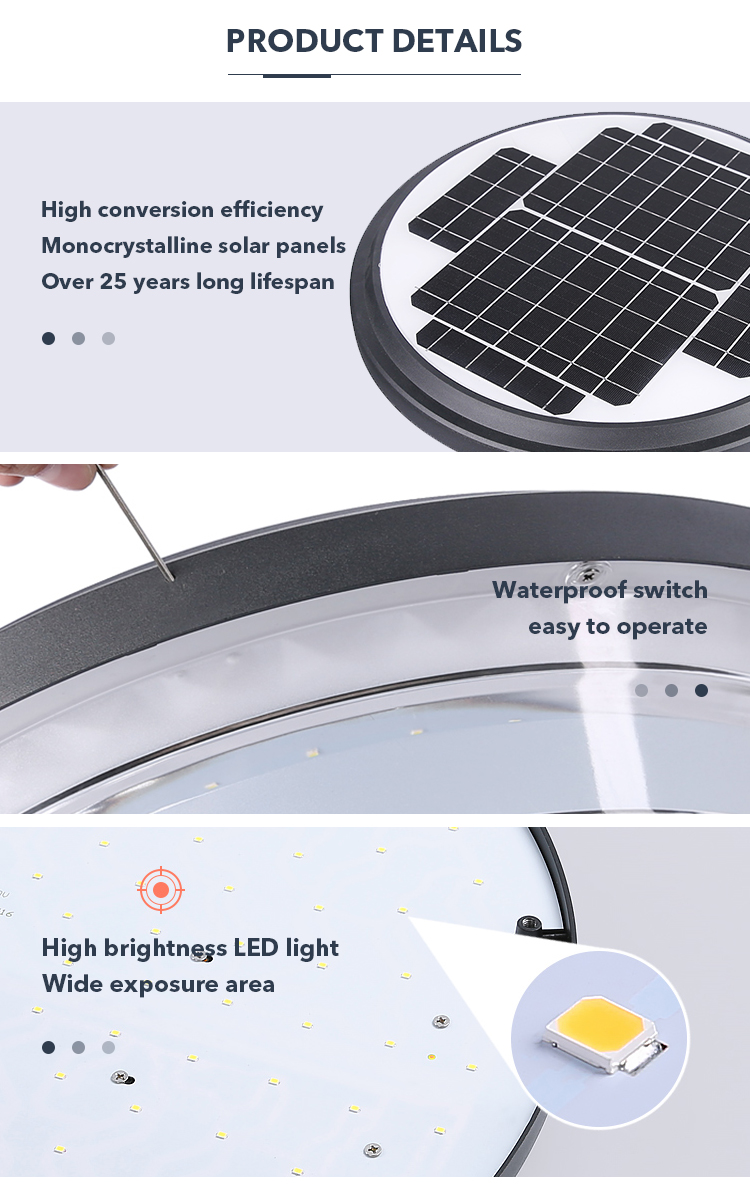Light Control Aluminum Pole Solar Waterproof Lights With Mono Solar Panel