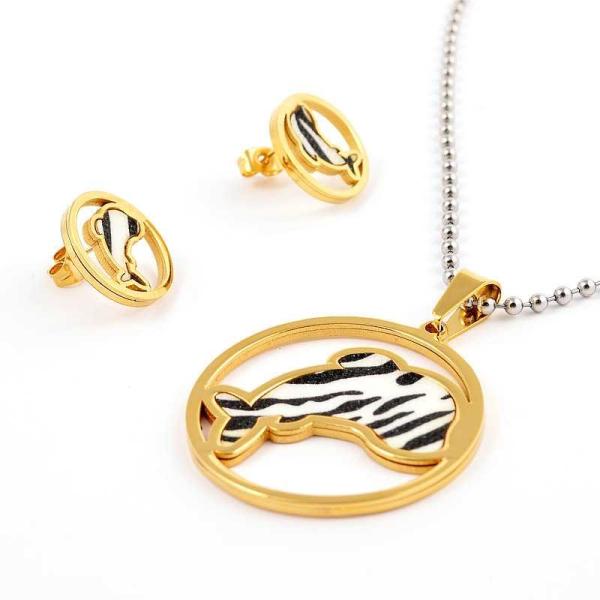 South American Fashion Stainless Steel Earrings With Matched Pendant Necklace