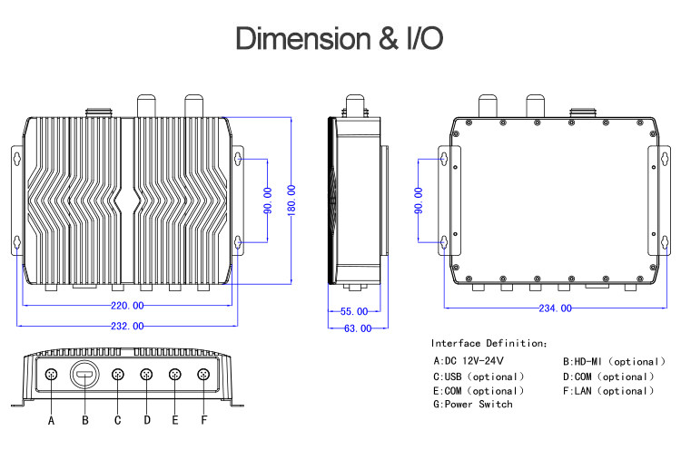 Outdoor IP67 Embedded Linux Fanless Mini Pc , M12 I/O Connectors Industrial Gpu Computer