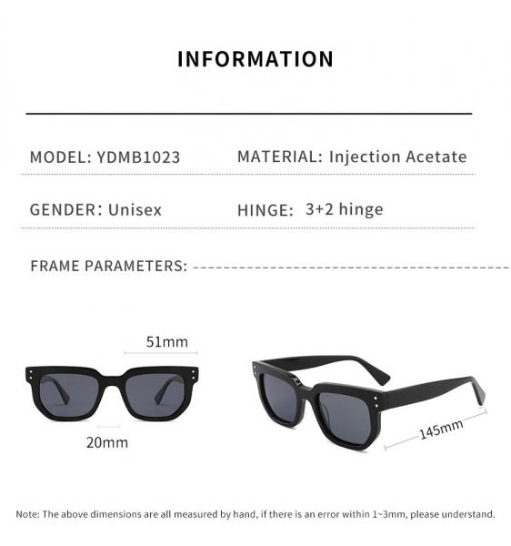 Women Men Acetate Frame Sunglasses Square Polarized Acetate Sunglasses 145 mm