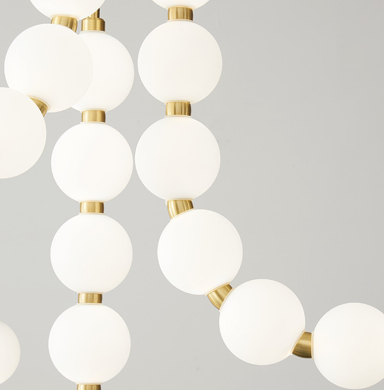 Linear Glass Pendant Lamps 135W 45W White Glass Ball Ceiling Light Sealing Glaze