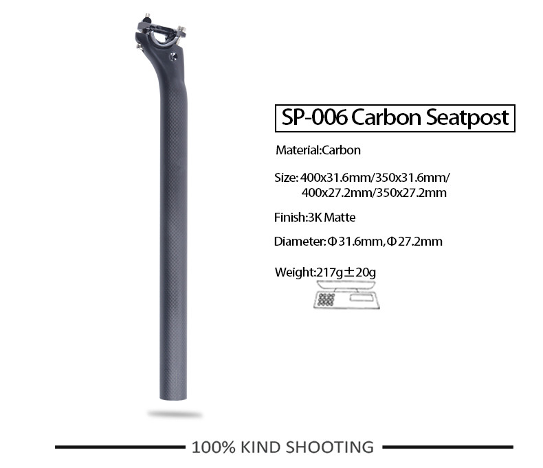 Carbon Fiber T1000 3K Weave Mountain Road Bike Saddle Tube Seat Post