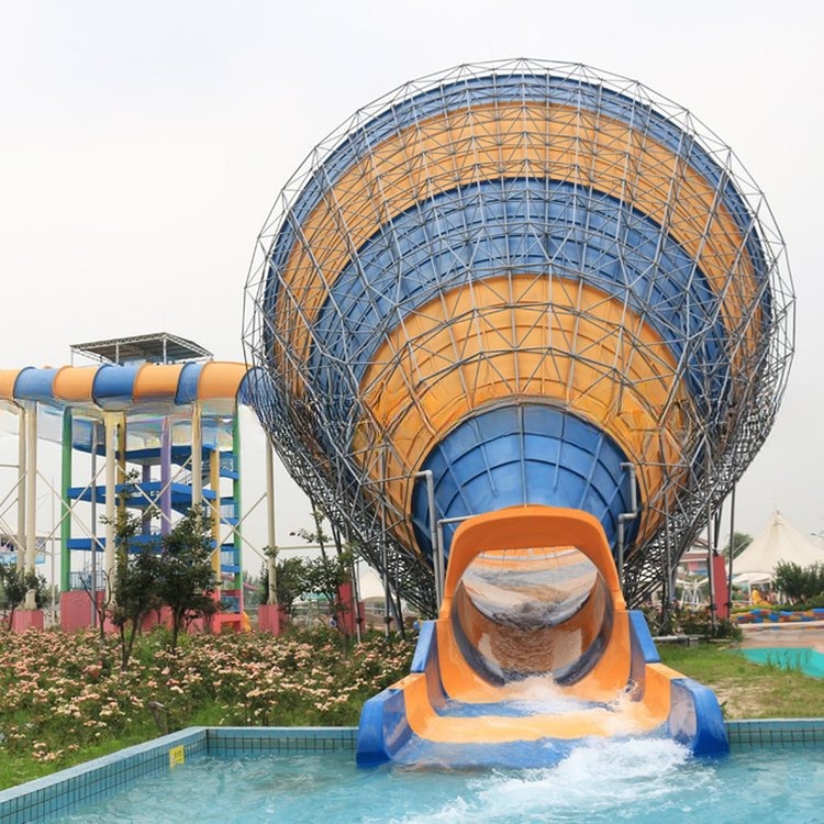 Colorful Aqua Amusement Park Equipment Fiberglass Big Trumpet Water Slide