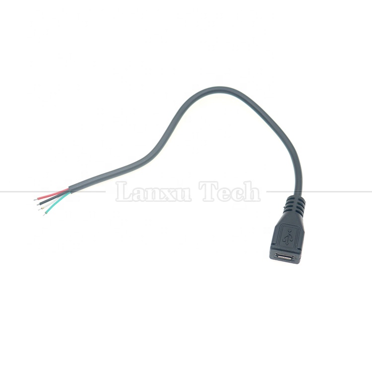 OEM Data Charging Micro b 5 PIN USB Male Female to Open 2 4 Cores Bare Wires Pigtail Cable