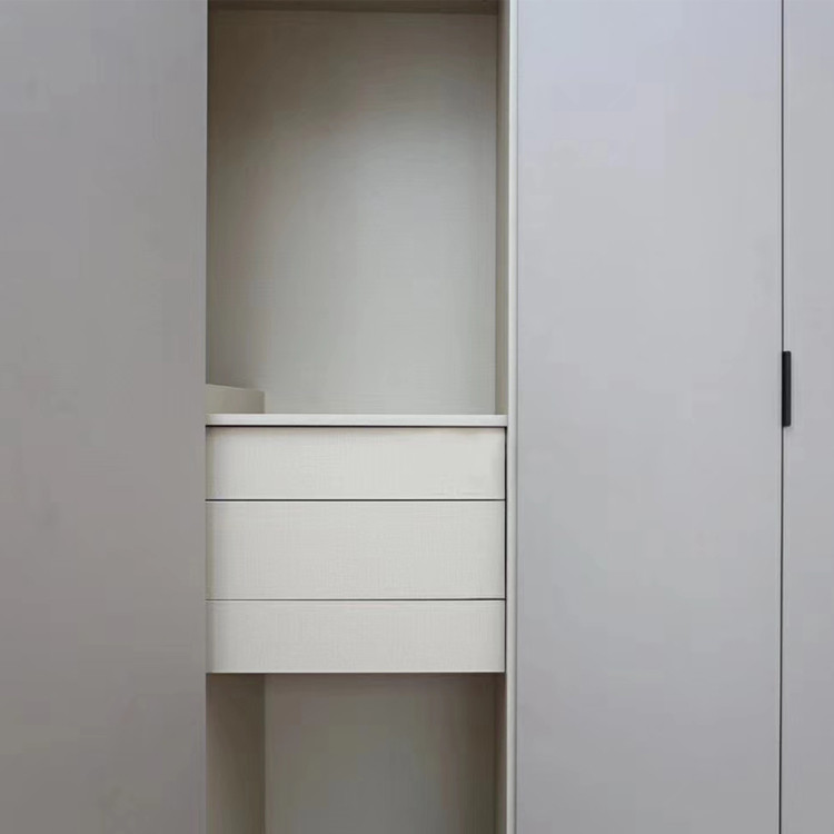 Grey E1 Modern Wardrobe Closets Folding Door Wardrobe With Drawers