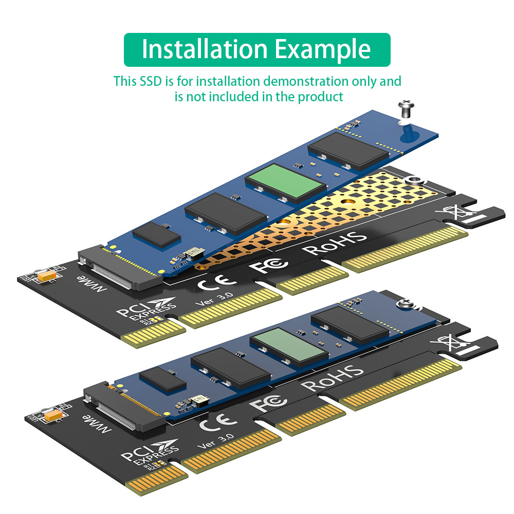 NGFF M.2 NVME SSD To PCI-E 4X/8X/16X Adapter With 3528 Colorful Flash LED