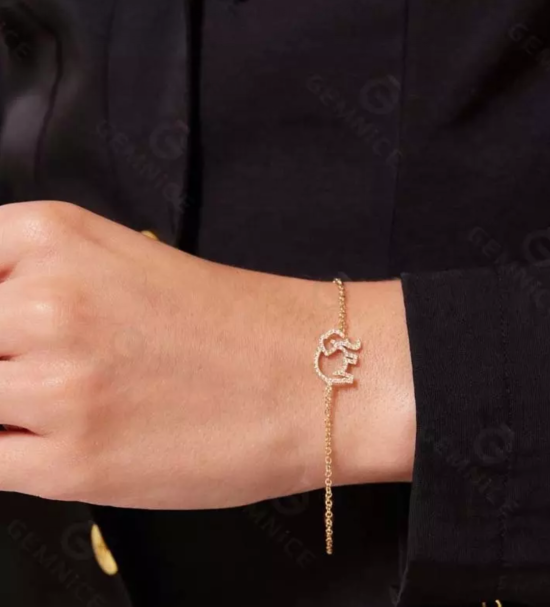 925 Sterling Silver Elephant Bracelet With Micro Insert Technology And White Diamond CZ