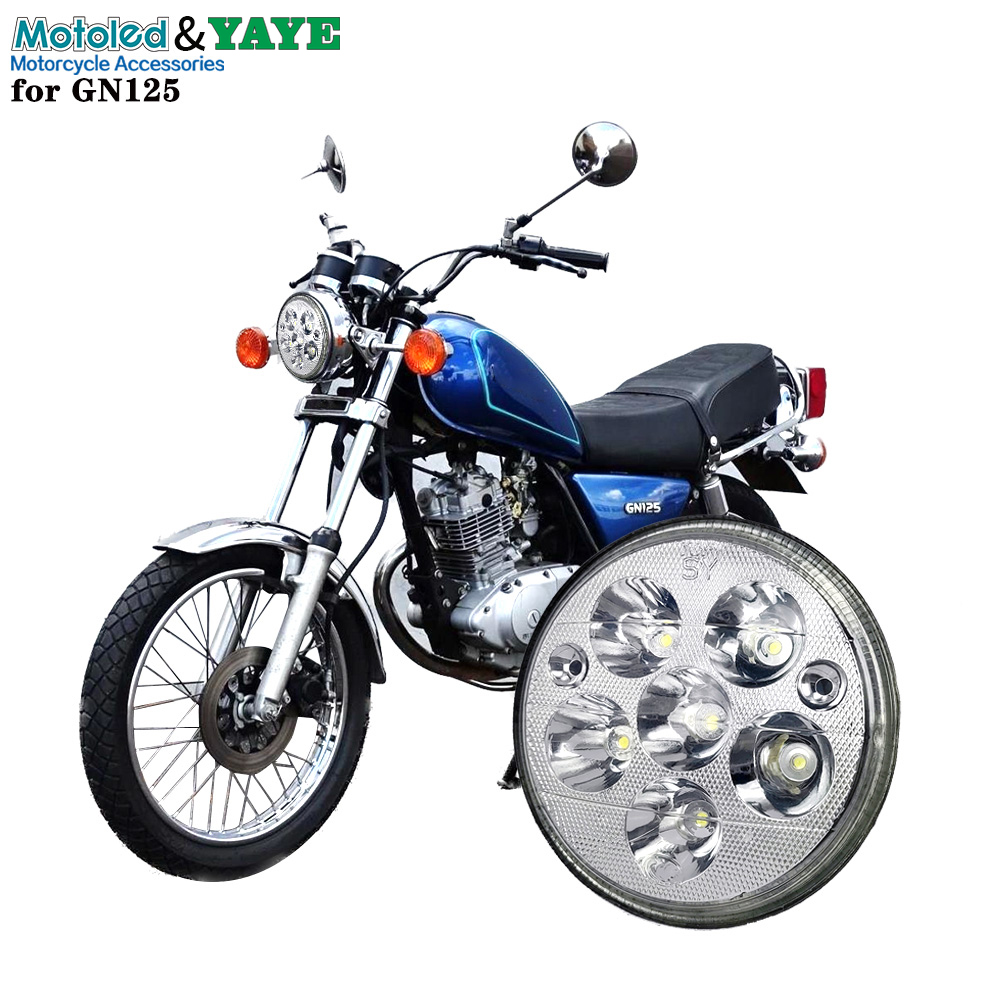 5.75 Inch GN125 Motorcycle Headlight High Low Beam and Blue DRL for Optimal Visibility