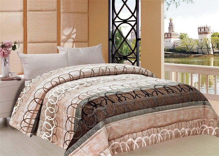 Circle Stripe Styling Winter Quilt Sets Durable With Simple Design Quilting