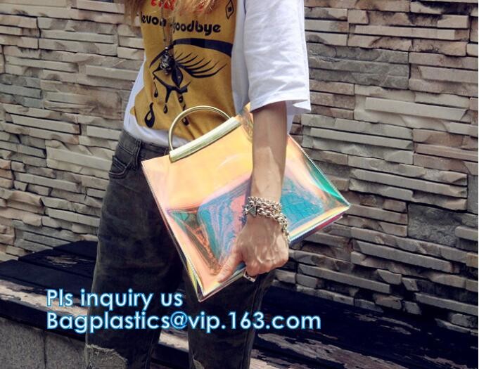 customized clear pvc tote bag handbag, Trendy Lady Handbags with Zipper Handle Shoulder Tote Bag, Envelope Clutch Bag Ha