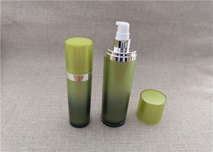 Round Acrylic Cosmetic Cream Bottle Gradient Green Color PP Inner Cap