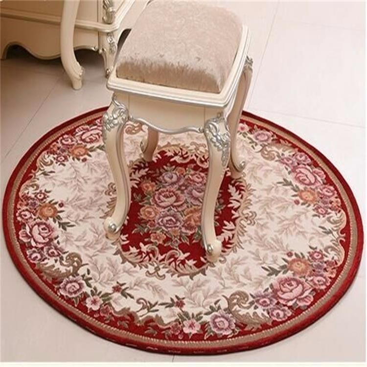 Brown Jacquard Chair Floor Mats Round Shape High Wear Resistance