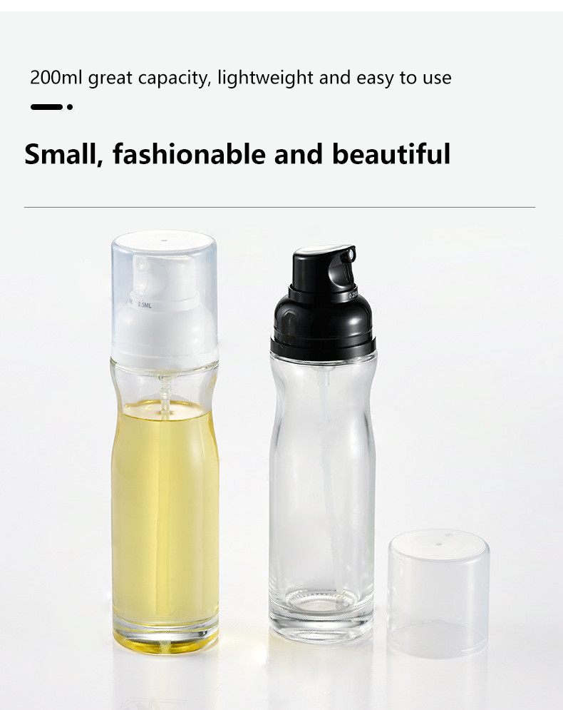 200ml Capacity Glass Cooking Oil Spray Bottle Heavy Material Nonspill