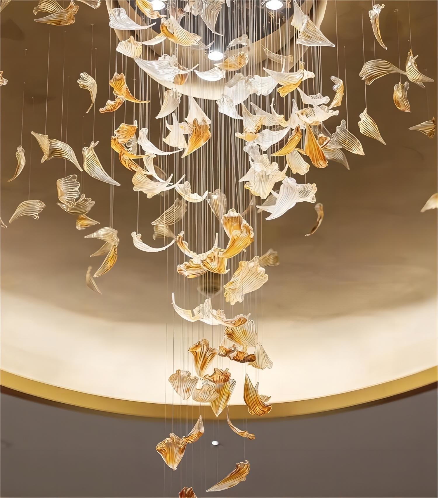 Villa Duplex Staircase Living Room Creative Custom Chandelier Glass Petal Pendant Art Lamp