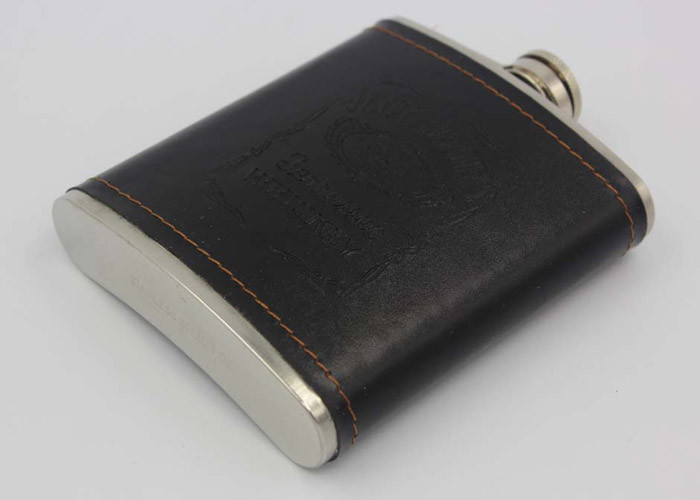 Jack Daniel'S 7 Oz Leather Hip Flask , Customized Alcohol Hip Flask