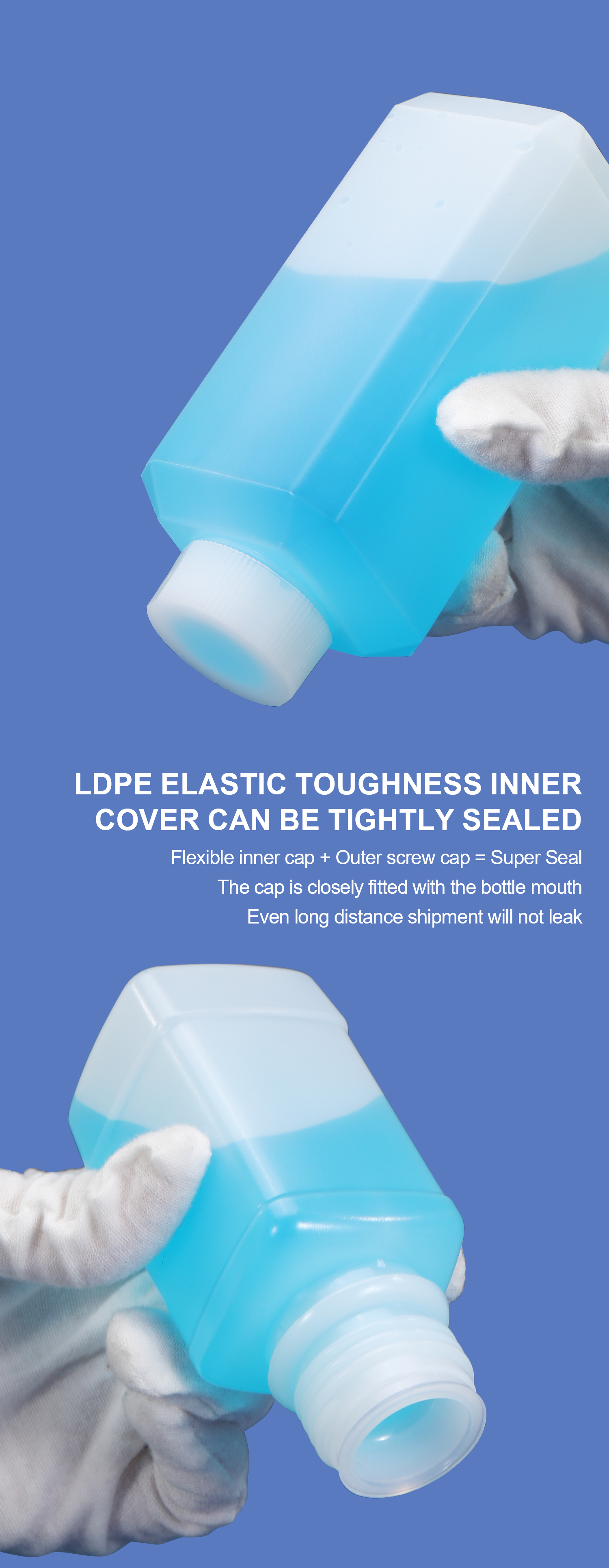 HDPE Translucent Plastic Chemical Reagent Bottle Laboratory Plastic Containers 1L