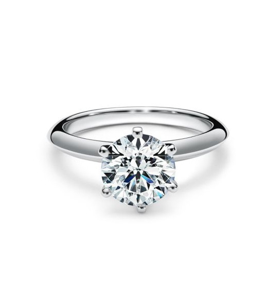 T Classic 6 Prongs Engagement Ring Solitaire Ring 18K White Gold/Platinum Customization