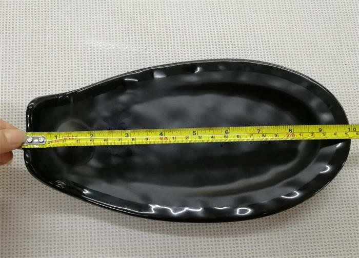 Length 25cm Weight 384g Porcelain Dinnerware Sets Boat-shape Black Melamine Plate