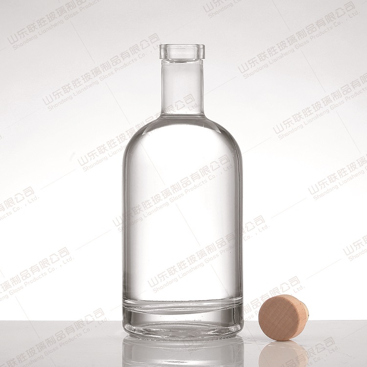 Flint Glass 100ml 200ml 375ml 500ml 750ml 1000ml Bottle with Wooden Cork Lid Pourer For Liquor Oil