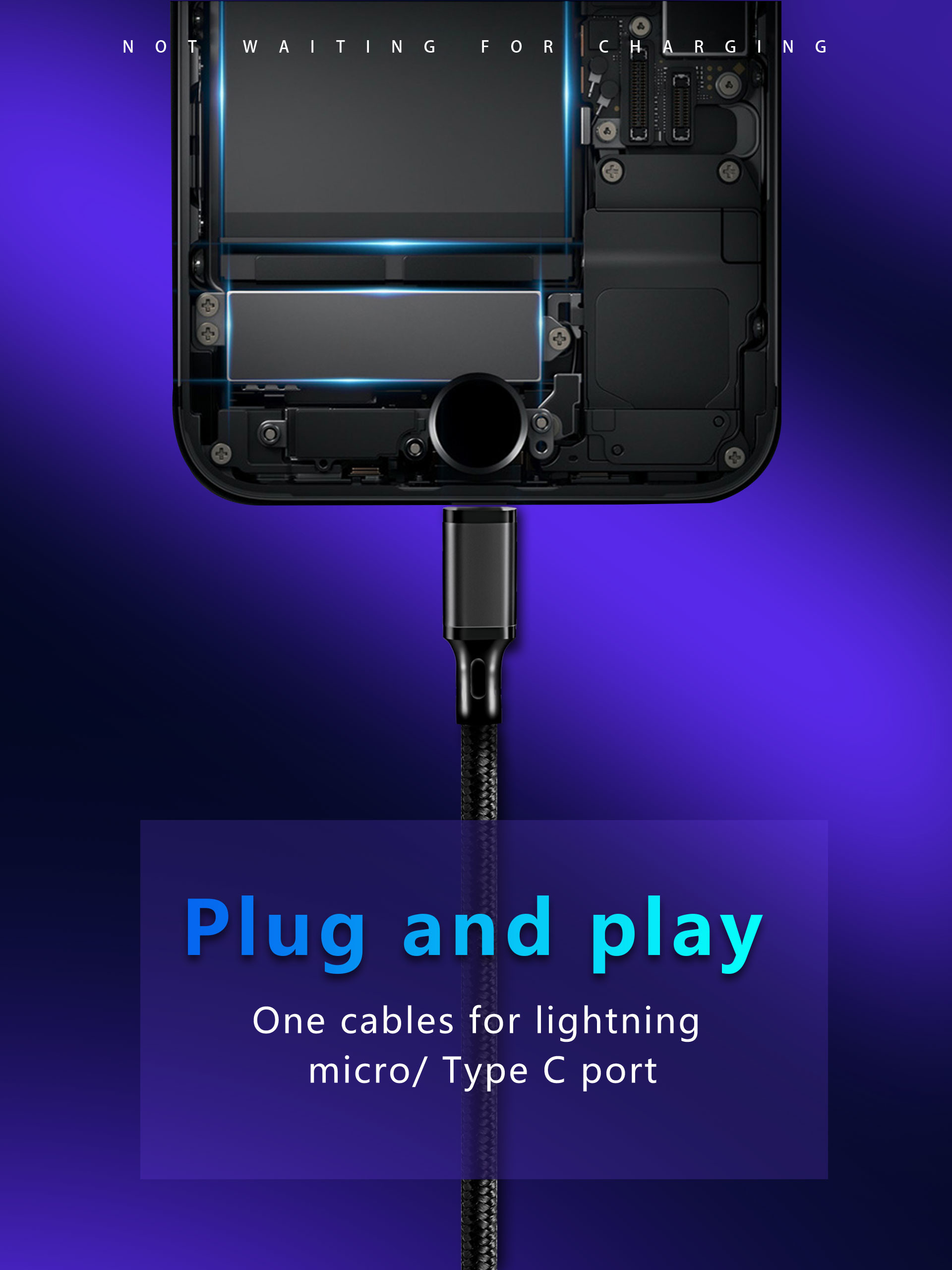 6 IN 1 Mobile 5G Lightning Usb C Micro Usb Cable TPE Shell
