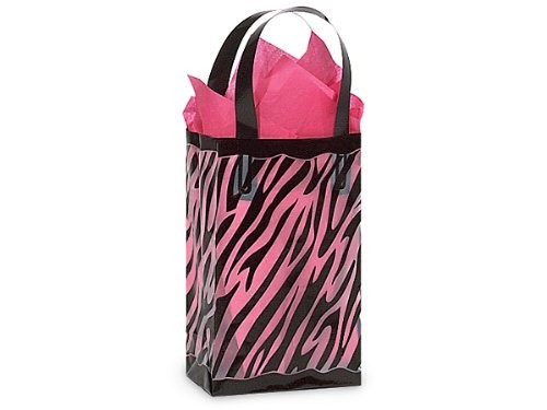 Semi-Transparent FROSTED (SMALL) Rigid Plastic Soft Loop Handle Gift / Retail Shopping Bags