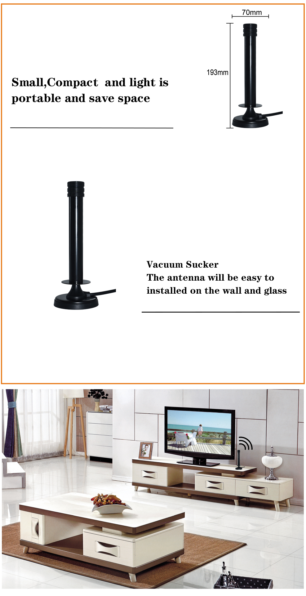 4-5dBi Amplified Hd Digital Tv Antenna Long 120 Miles Range Support 4K 1080