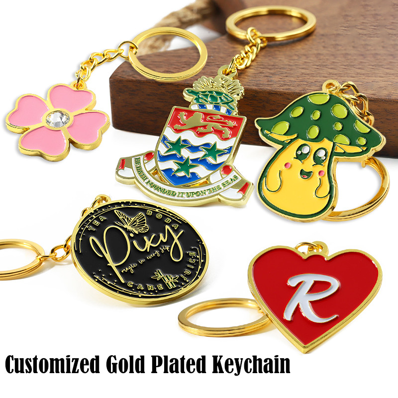 Enamel Name Metal Keychain Custom Logo Engravable Round Key Ring