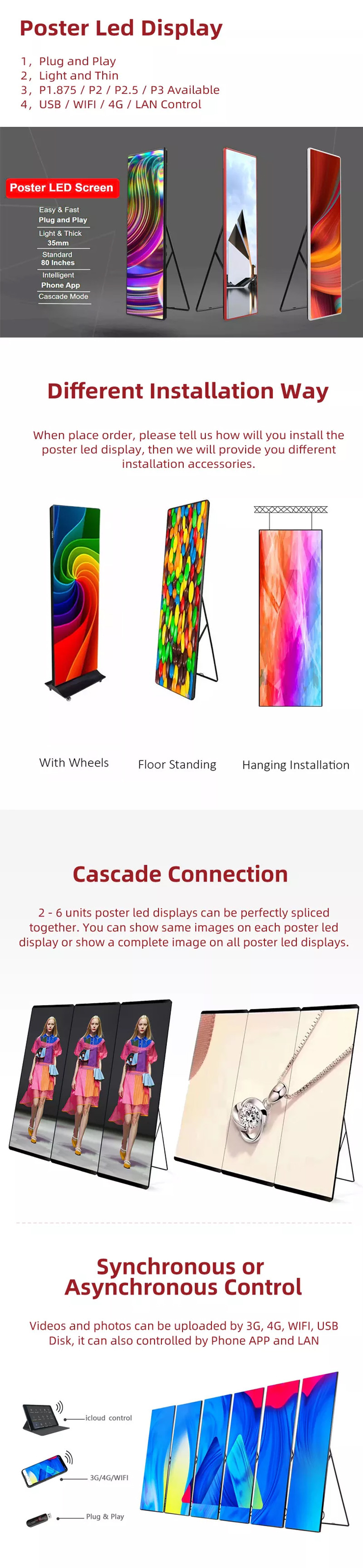 Indoor P3 Portable Digital Poster , Intelligent Integrated Advertising LED Display
