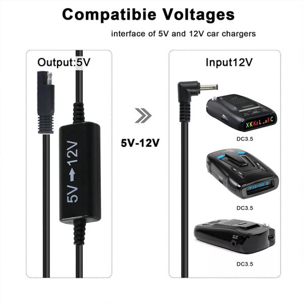 RJ45 to SAE Step-Up Power Cable for 9V/12V DC Devices