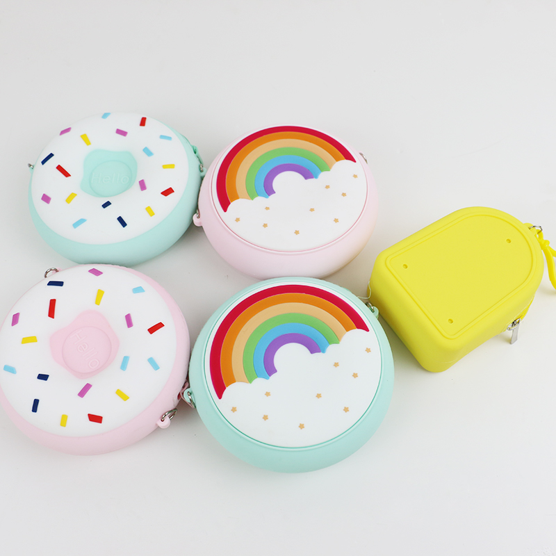 Donut Shape Custom Made Silicone Crossbody Bag With Zippers OEM ODM