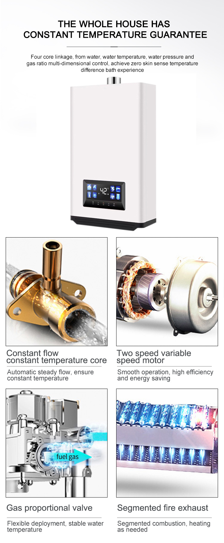 Instantaneous 2800Pa LPG Gas Water Heater Boiler Household 16L