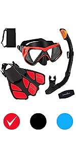 Mask Snorkel Set with Fins Snorkeling Gear for Adults