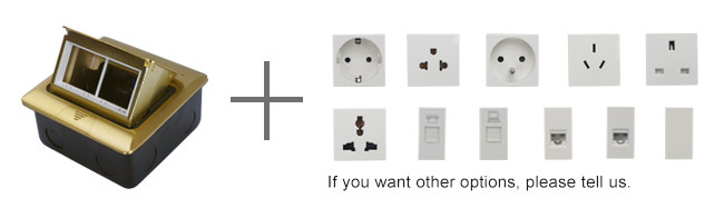 RJ45 Floor Monument Receptacle Golden Panel Spring - Up With Double Data / Telephone Socket