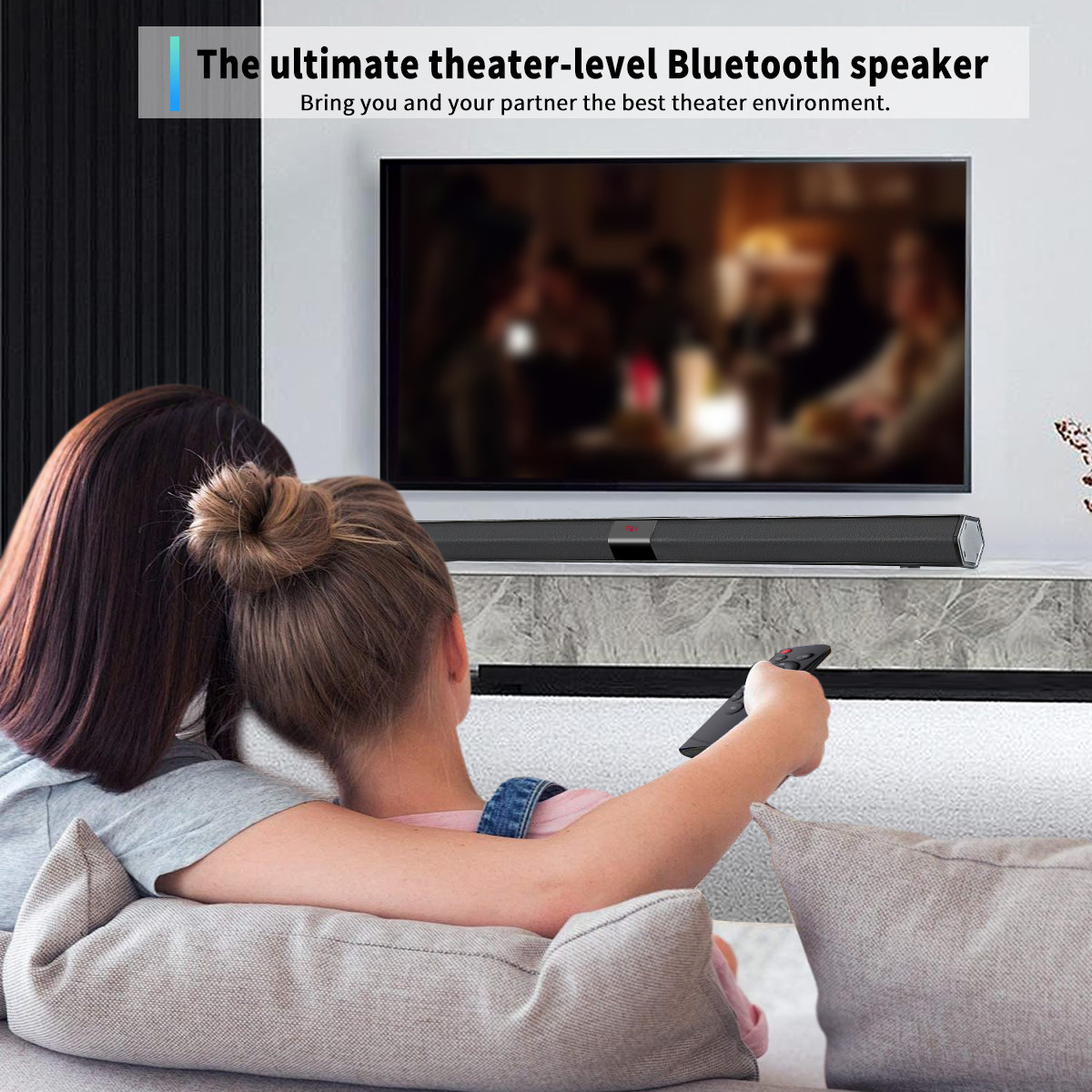 Deep Bass Port 5VDC Black Wireless Soundbar Speaker For Home Theater