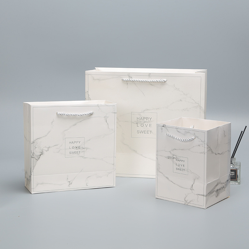 White Card Gold Hot Stamping Paper Shopping Bag For Clothes and Boutiques Custom Order