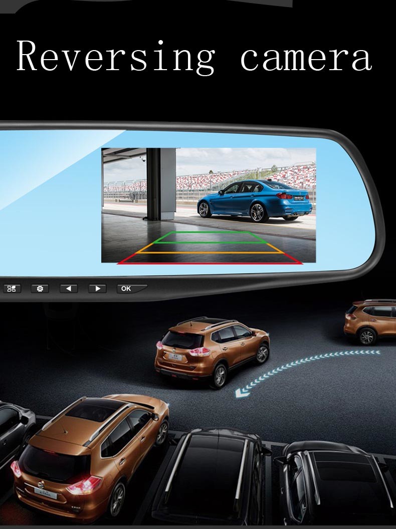OEM Dual Cameras 2 Channel Blackbox DVR Dash Cam Rearview Mirror Full HD1080p