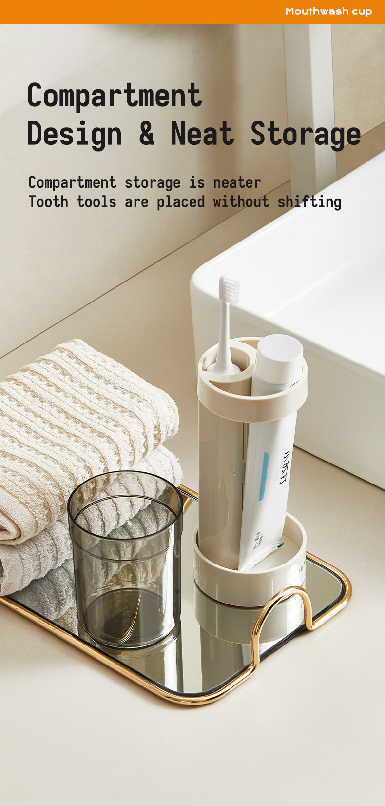 Modern 2 Slots Toothbrush Holder Stand With Tooth Brush Cups Cover