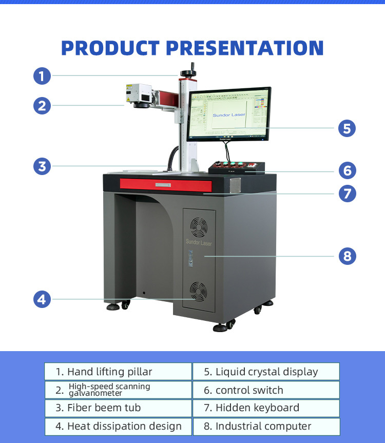 Separate Portable Mopa 3d Fiber Laser Metal Engraving Machine Air Cooling