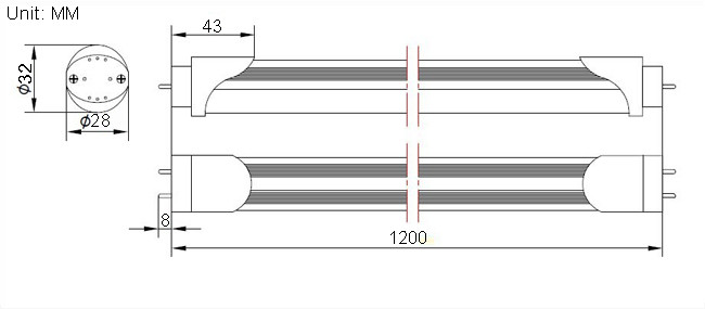 High Power Dimmable LED Tube Lights , G13 1200mm T8 4ft LED Tube Light