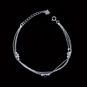 Buy cheap Heart Shape Plain Charm Bracelet / Simple Pure Silver Bracelet With Triple Chain product