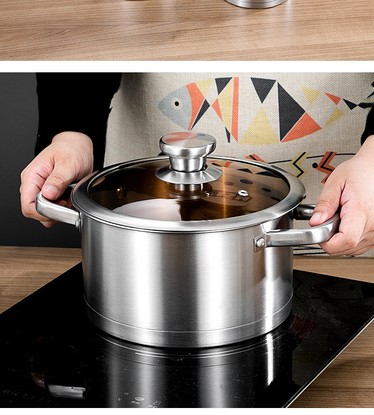 Amazon Top Seller Kitchen Cookware 6 Pcs Glass Cover 430 Stainless Steel Cookware Sets With Handle